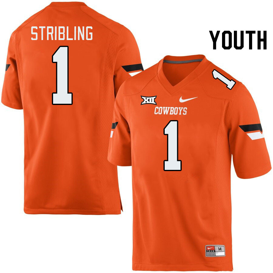 Youth #1 De'Zhaun Stribling Oklahoma State Cowboys College Football Jerseys Stitched-Retro Orange